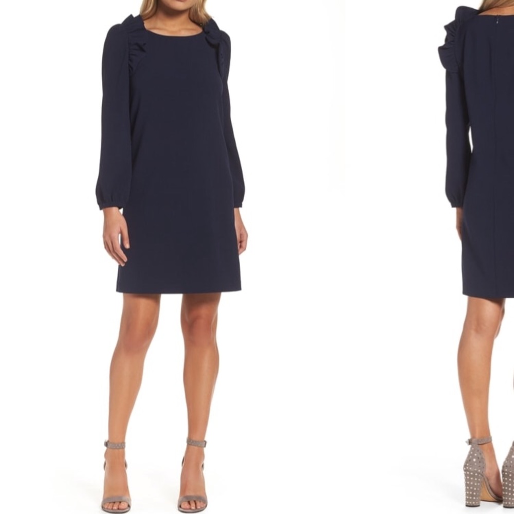 Shoulder ruffle shift dress